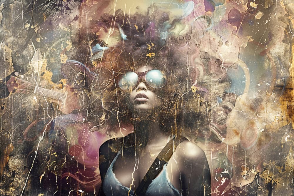 Grunge Afro Woman by Rafal Kulik — canvas wall art