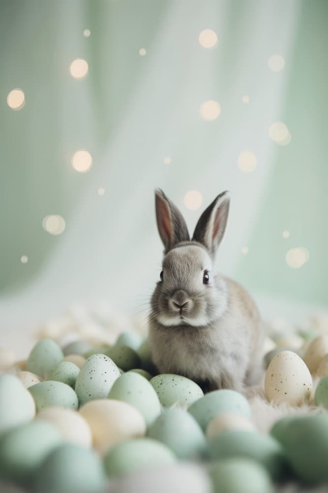 Bunny and Pastels by Treechild — canvas wall art
