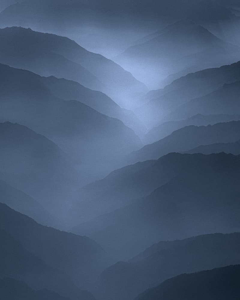 Misty Blue Mountains by Jassi Oberai — canvas wall art