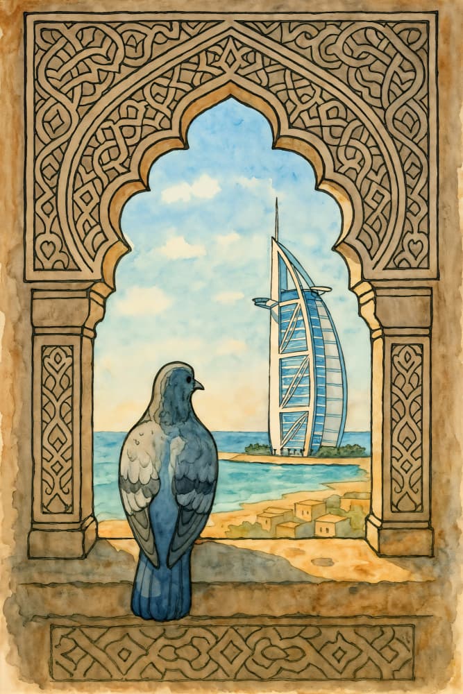 Pigeon Views Dubai by Natalie Bruns — canvas wall art