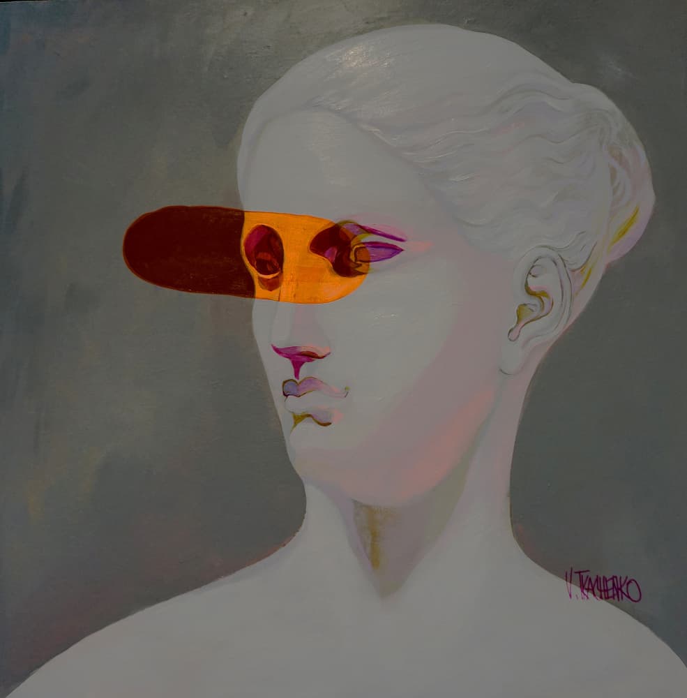 Colorful Masked Gaze by Victor Tkachenko — canvas wall art
