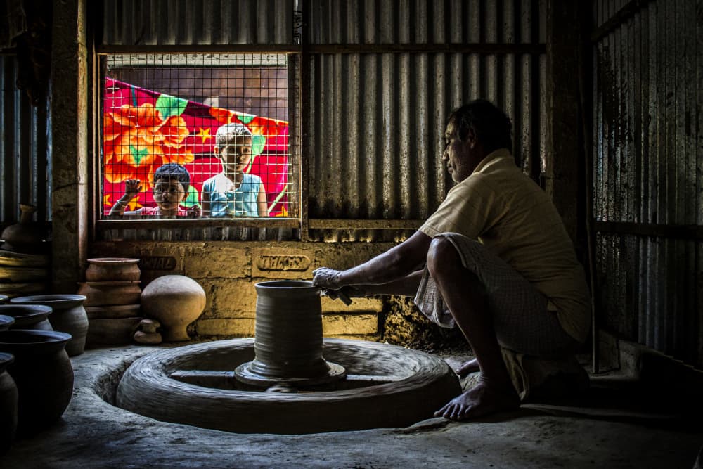 Potter's Workshop Watchers by Dipankar Paul — canvas wall art