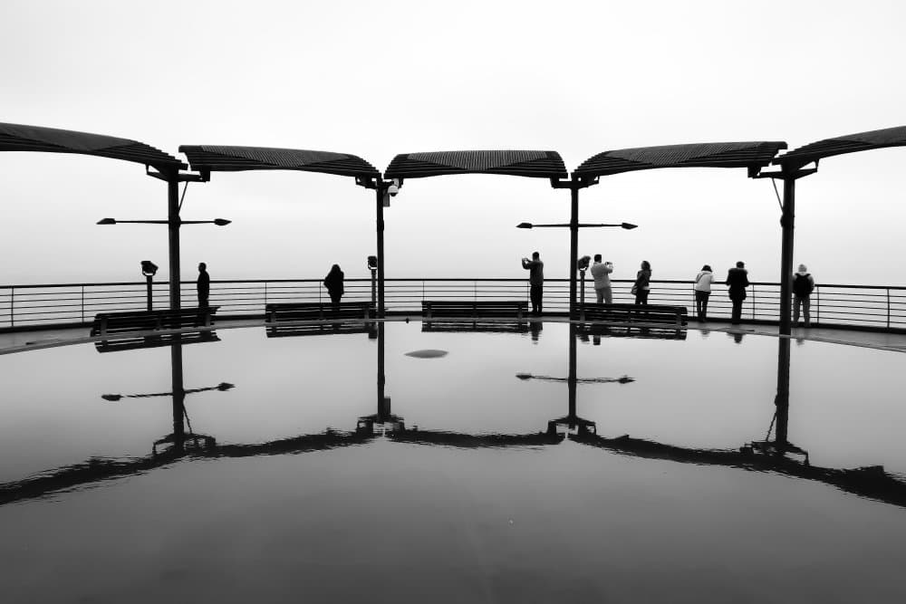 Modern Pier Reflections by Jean-Louis VIRETTI — canvas wall art