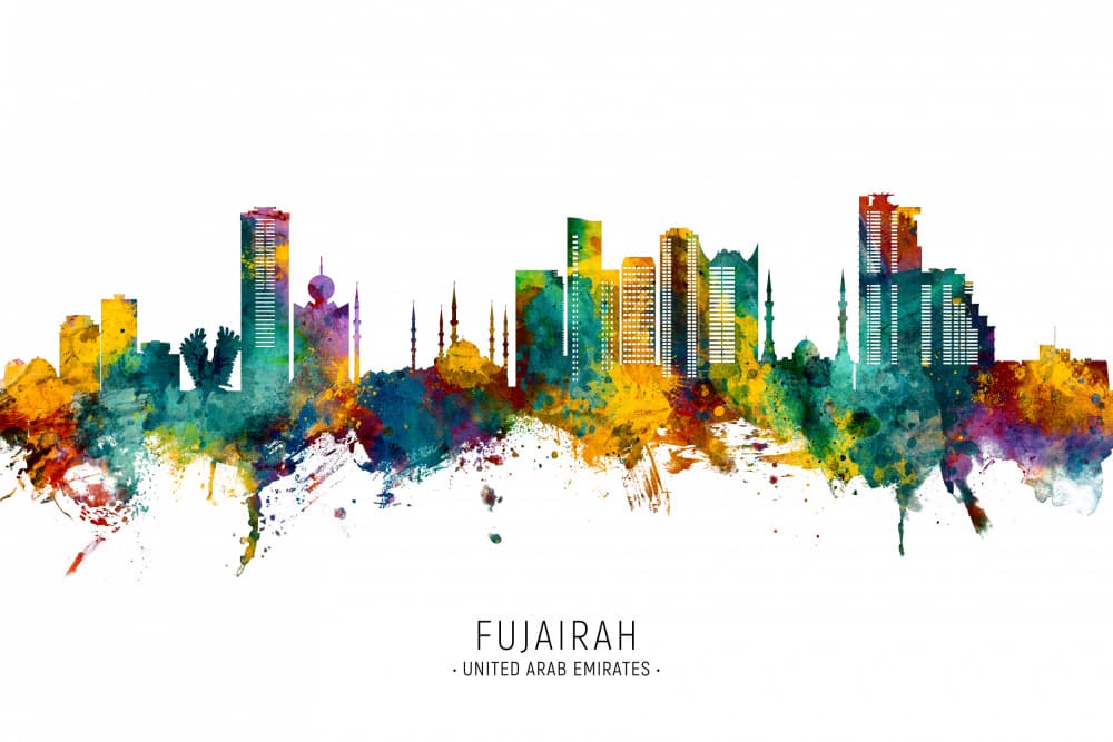 Colorful Fujairah Skyline by Michael Tompsett — canvas wall art