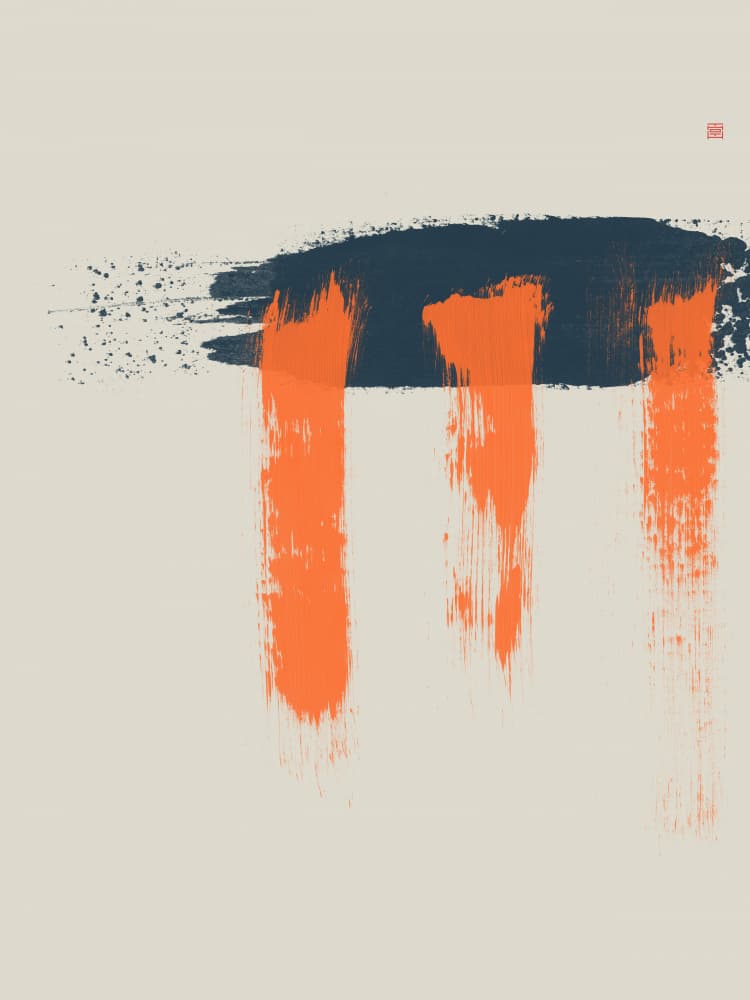 Bold Orange Brushstrokes by Thoth Adan — canvas wall art