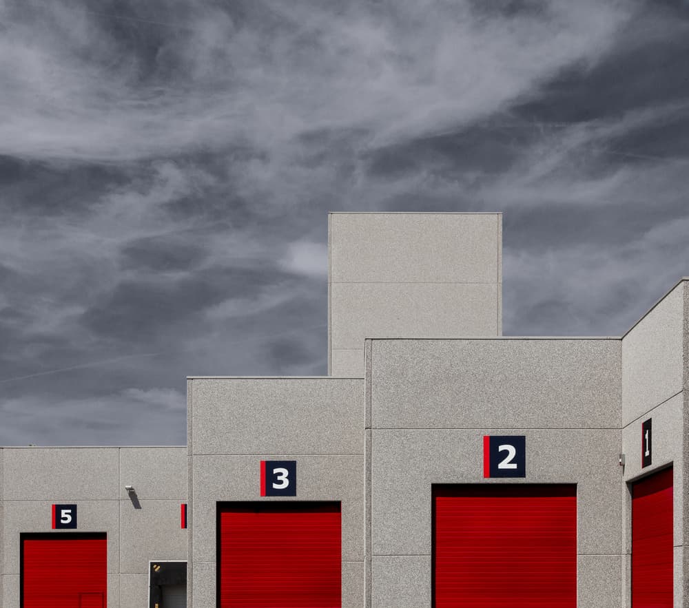Urban Industrial Red Doors by Harry Verschelden — canvas wall art