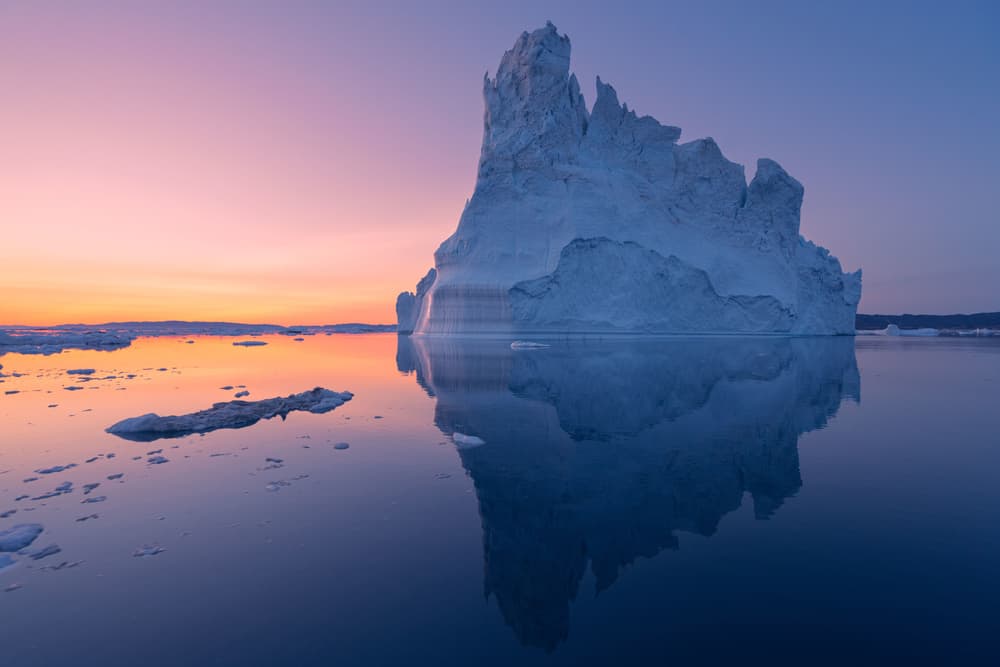 Arctic Iceberg Sunset Reflection by Juanra Noriega — canvas wall art