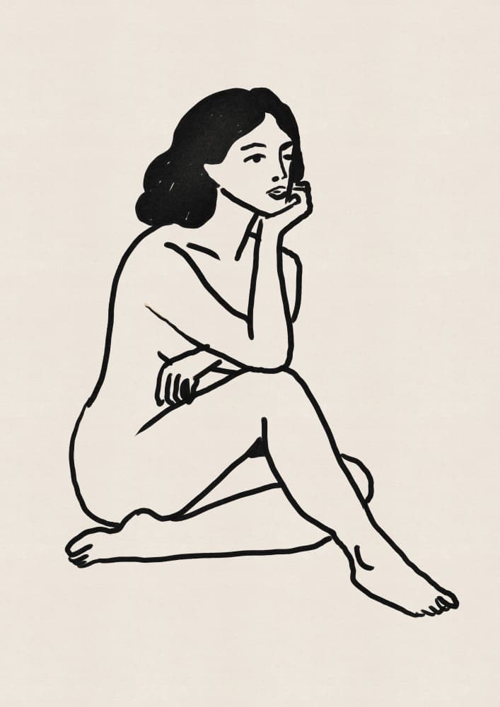 Thoughtful Nude Figure by Nicholas — canvas wall art