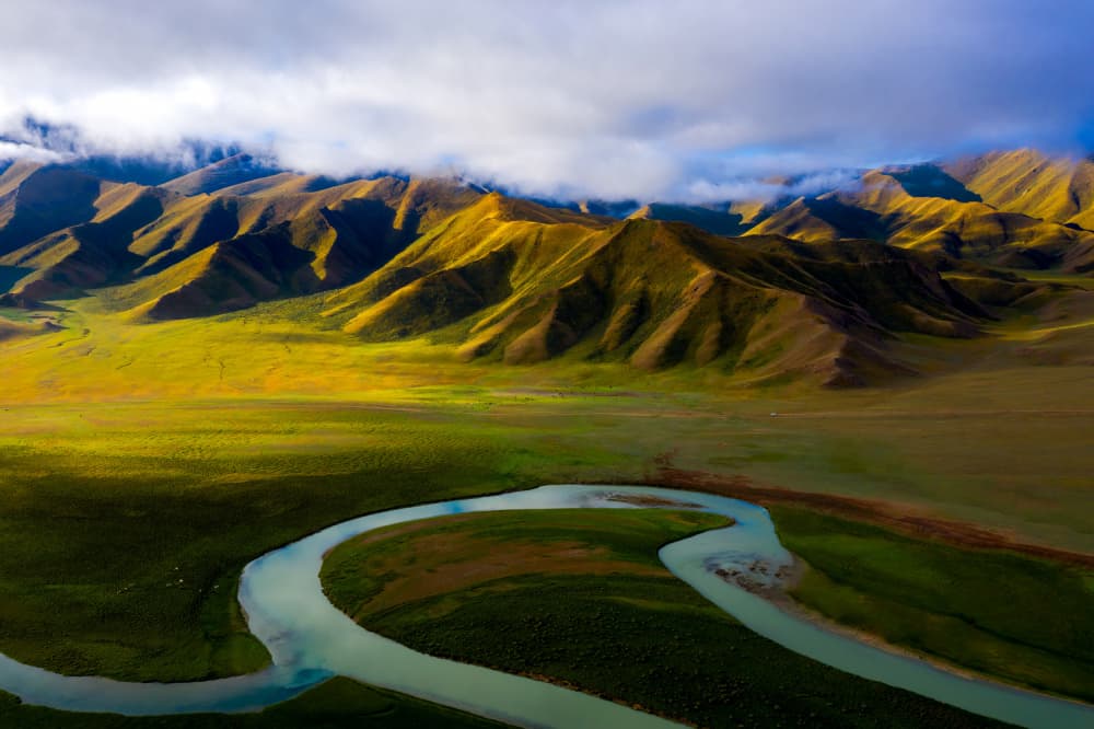 Winding River Valley by konglingming — canvas wall art