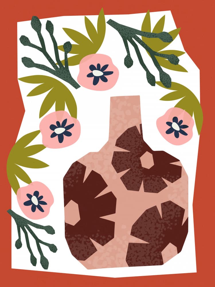 Floral Harmony Vase by Treechild — canvas wall art