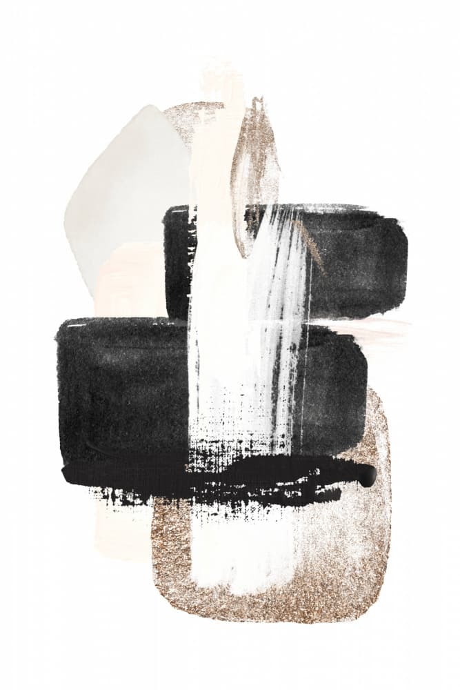 Abstract Black Gold Strokes by Sally Ann Moss — canvas wall art
