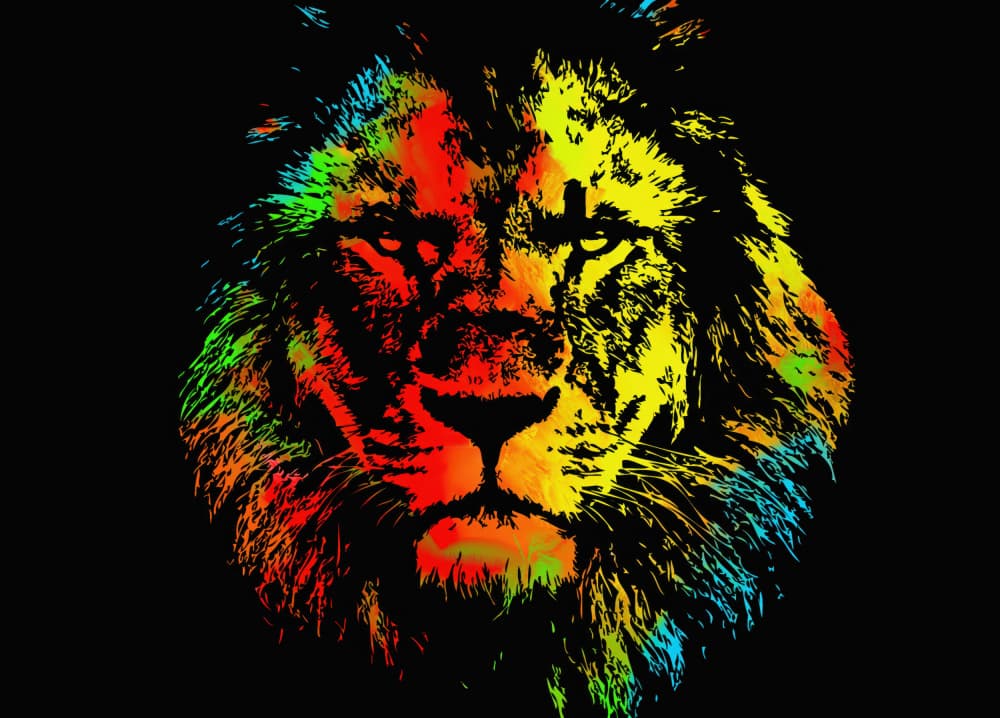 Vibrant Reggae Lion by Rafal Kulik — canvas wall art