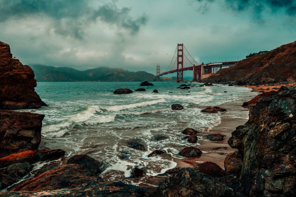 Misty Golden Gate Coast by pirouz moshavash — canvas wall art