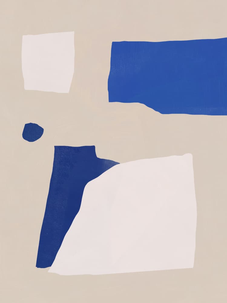 Blue Beige Abstract Shapes by Little Dean — canvas wall art