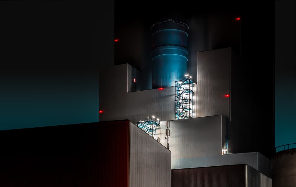 Industrial Night Lights by Jörg Vollrath — canvas wall art