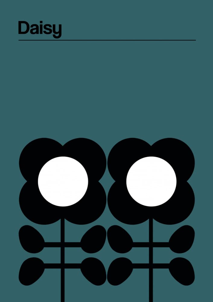 Retro Black Daisies by Frances Collett — canvas wall art