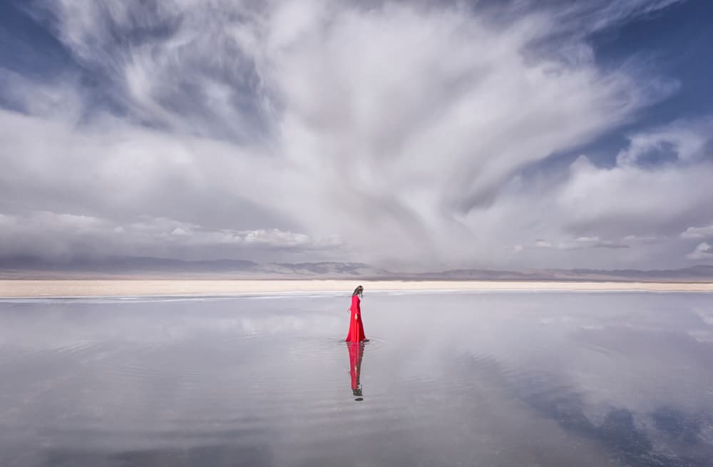 Red Dress Reflection by Larry Deng APA — canvas wall art