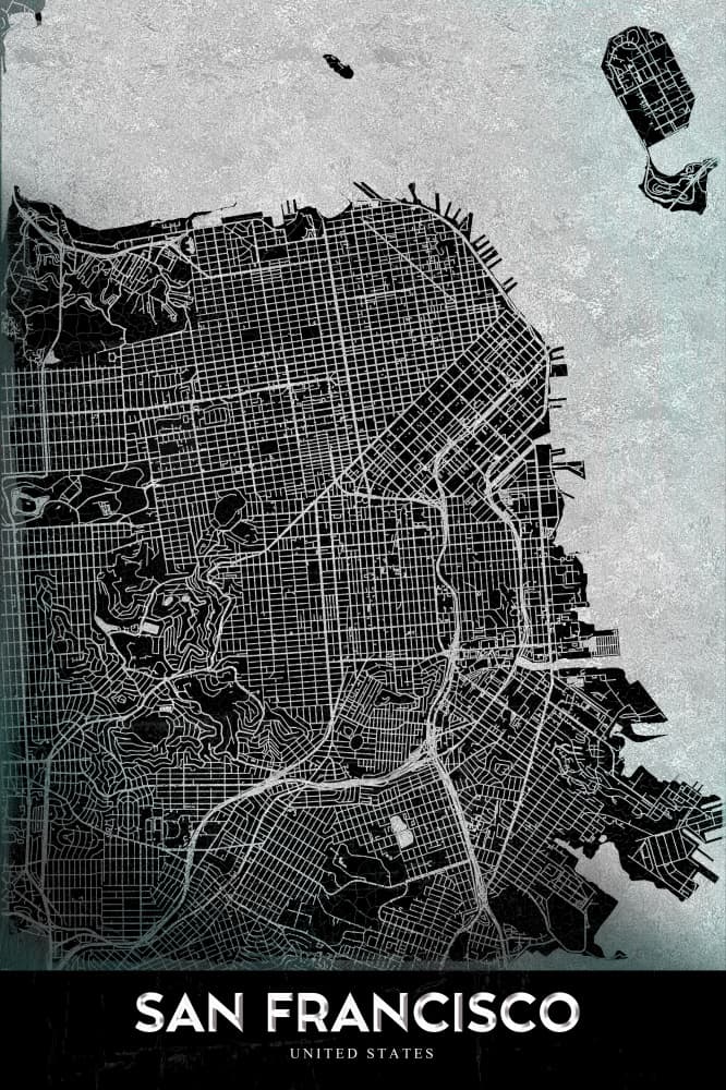 Urban San Francisco Map by StudioSix — canvas wall art