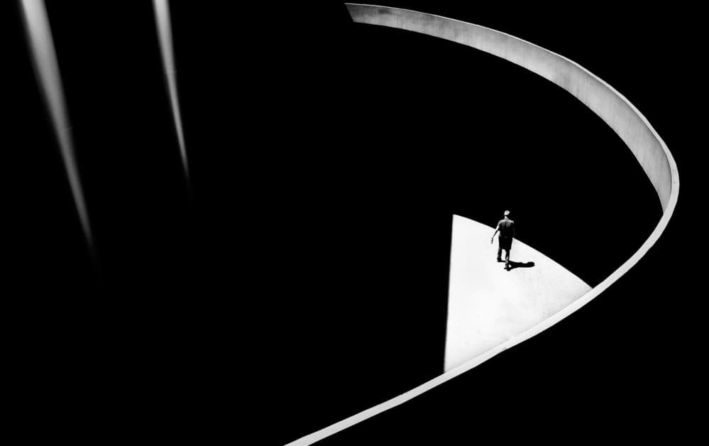 Man on Curved Path by Antonio Grambone — canvas wall art
