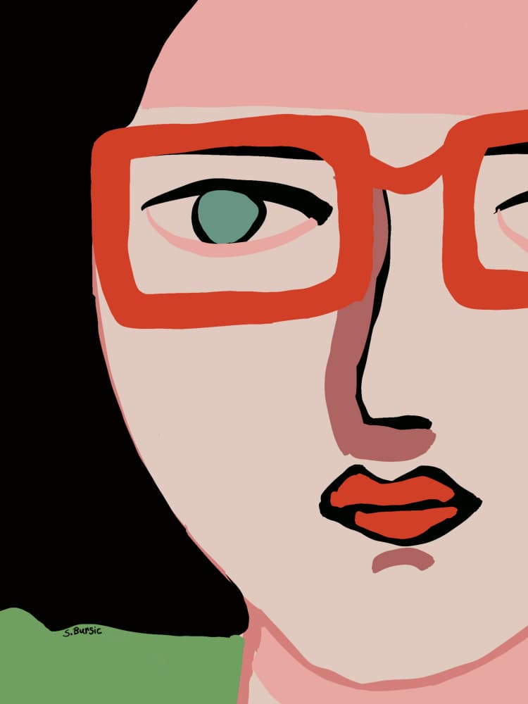 Modern Woman Red Glasses by Sharyn Bursic — canvas wall art