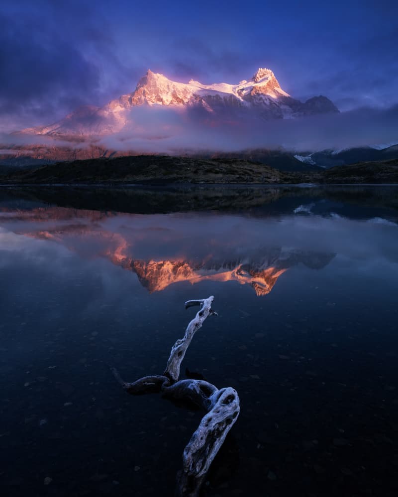Golden Peak Reflection by James Cai — canvas wall art