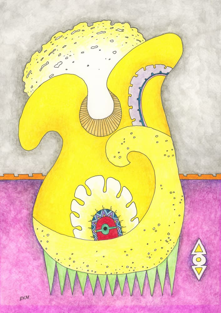 Yellow Whimsical Creature by Elena Khomutova-Miller — canvas wall art