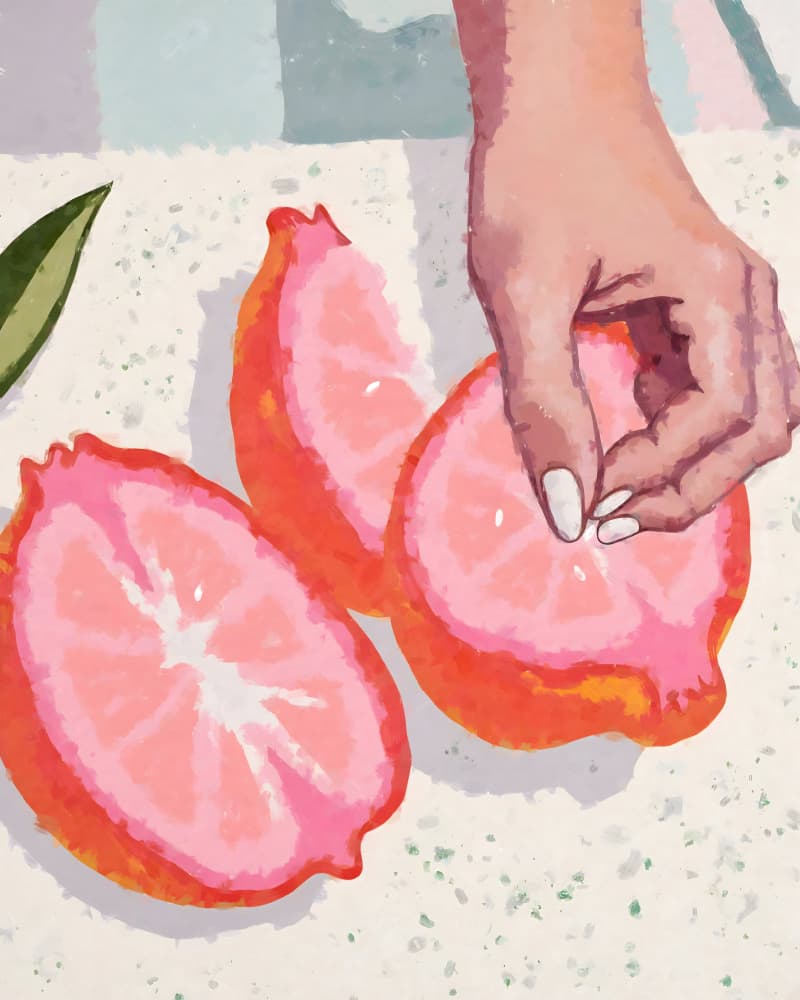 Fresh Pink Grapefruit by Uma Gokhale — canvas wall art