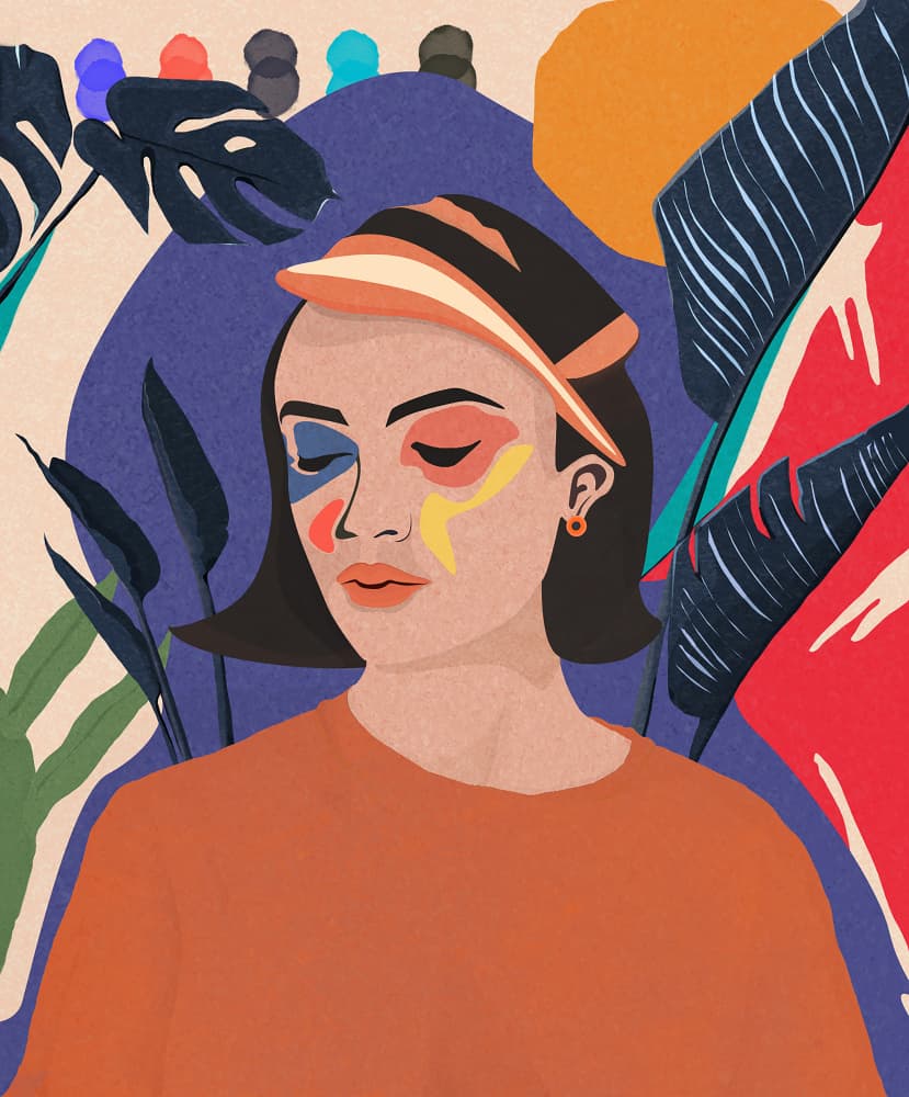 Colorful Abstract Tropical Woman by Jonathan Cañamar — canvas wall art