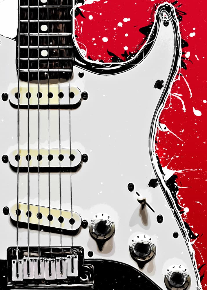 Electric Guitar Red Splatter by Justyna Jaszke — canvas wall art