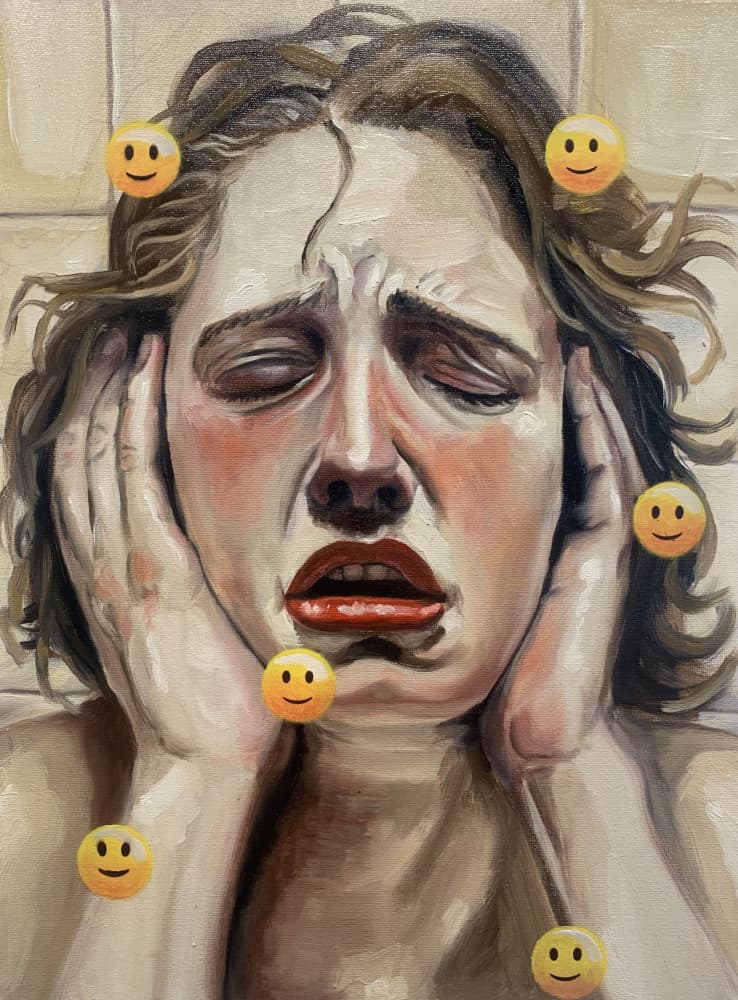 Overwhelmed Woman Emojis by Gabriel Grecco — canvas wall art
