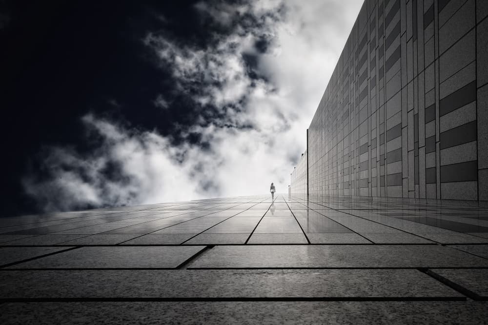 Solitary Urban Ascent by Akira TAKAUE — canvas wall art
