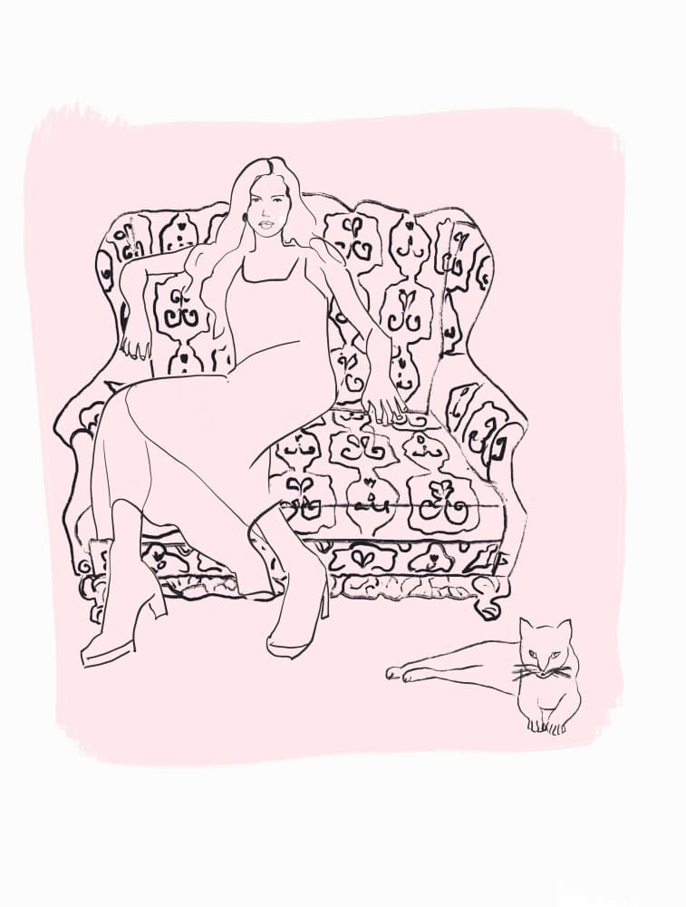 Stylish Lady With Cat by Beate Tubach — canvas wall art