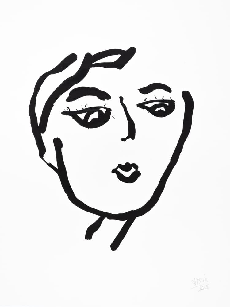 Pensive Woman Line Art by Mette Rix — canvas wall art
