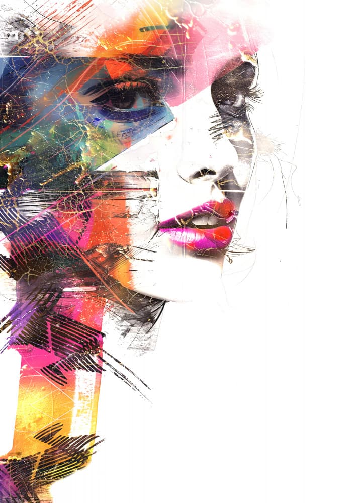 Colorful Abstract Portrait by Rafal Kulik — canvas wall art