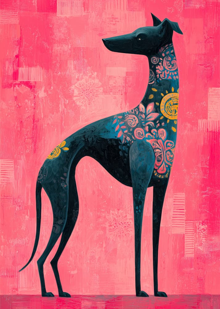 Elegant Floral Greyhound by Justyna Jaszke — canvas wall art