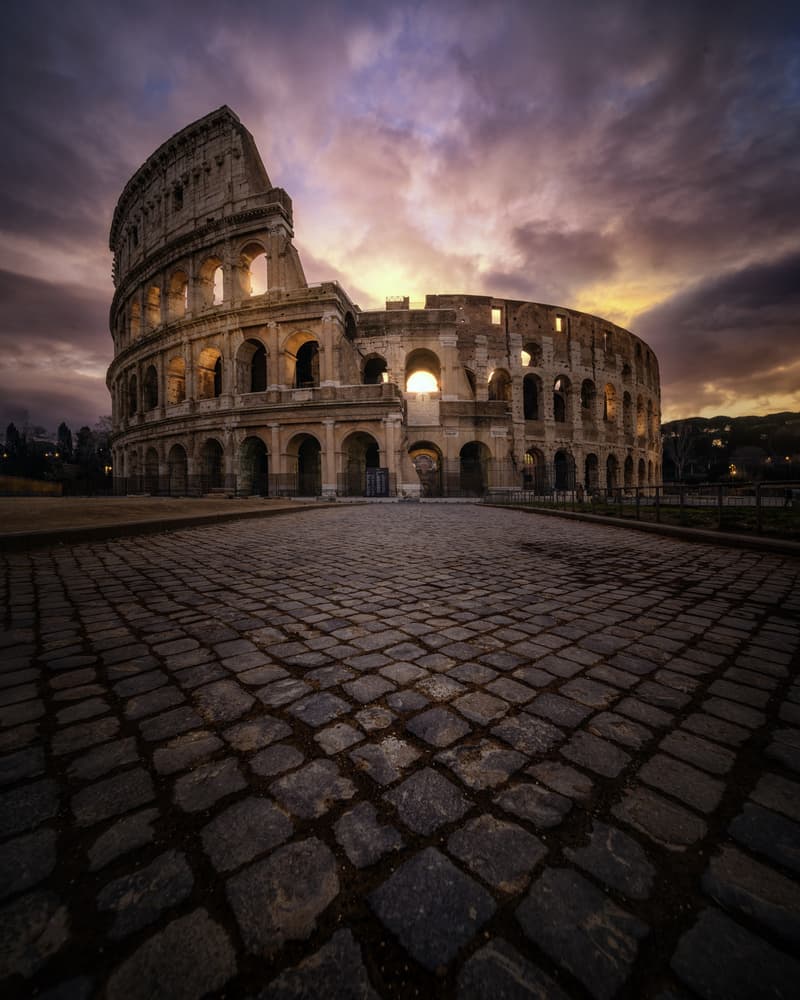 Colosseum Rome Sunset by Juan Pablo de Miguel — canvas wall art