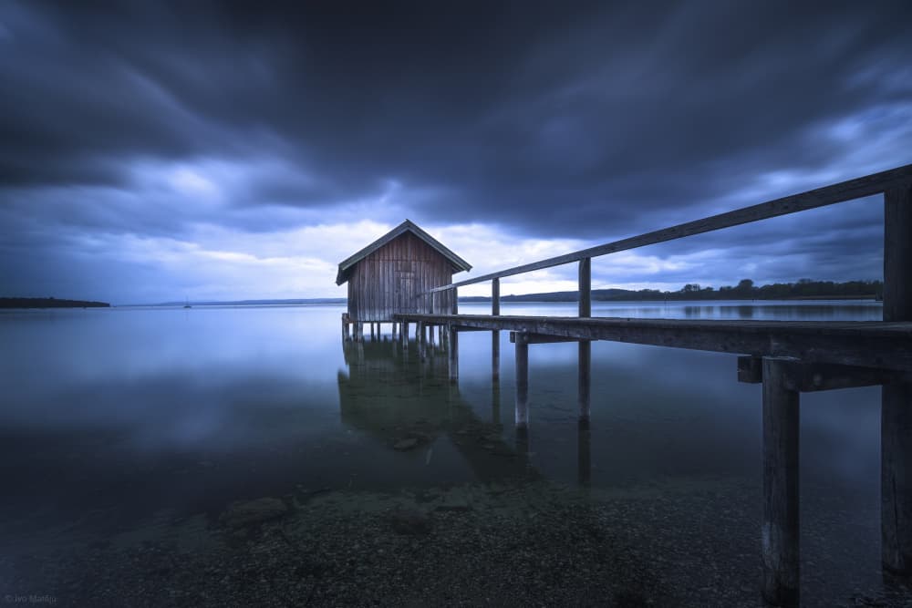 Moody Lake Boathouse by Ivo Mateju — canvas wall art