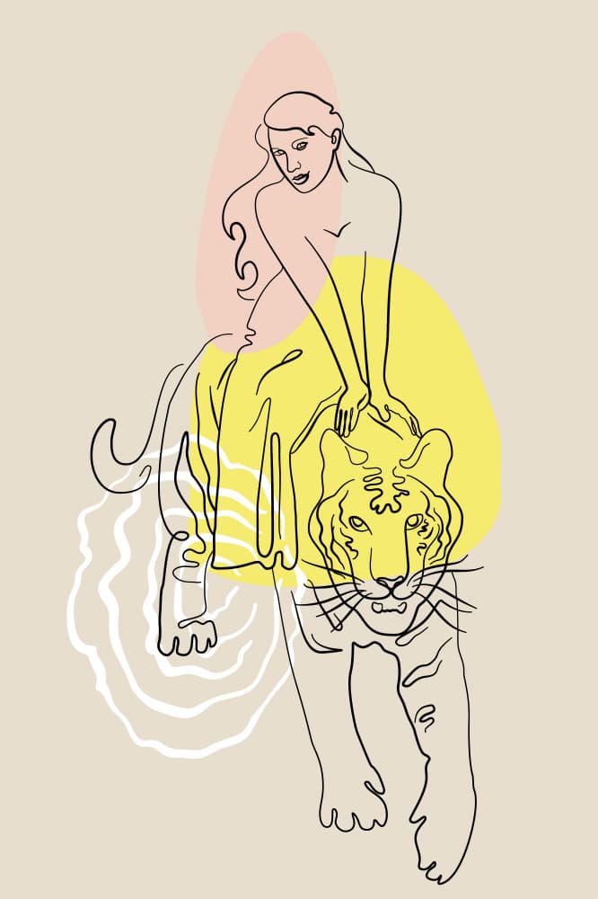 Woman Tiger Grace by Anna Rose — canvas wall art