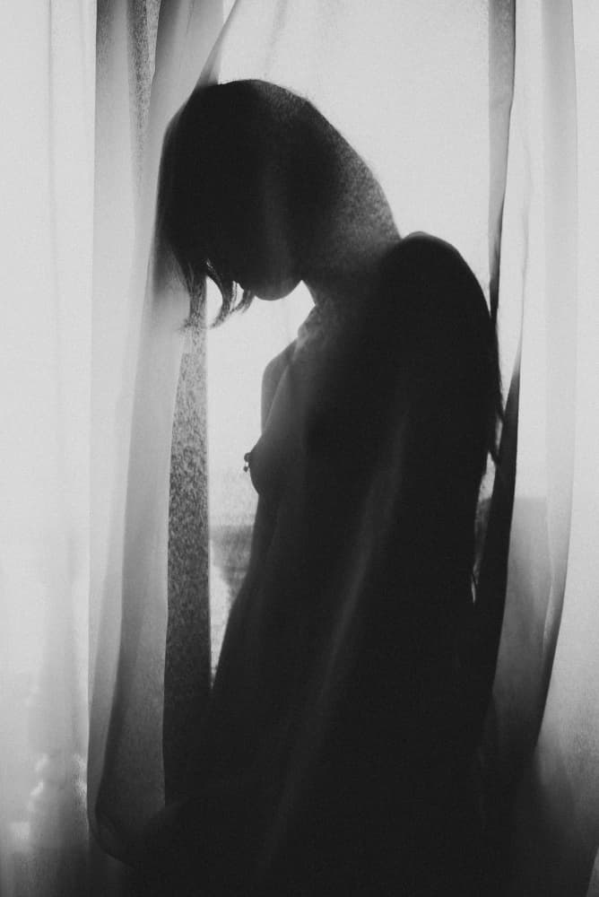 Melancholy Window Silhouette by Kurosaki Sangan — canvas wall art