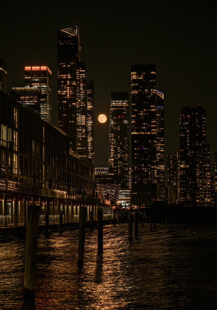 Moonlit City Waterfront by Tong Zhang — canvas wall art