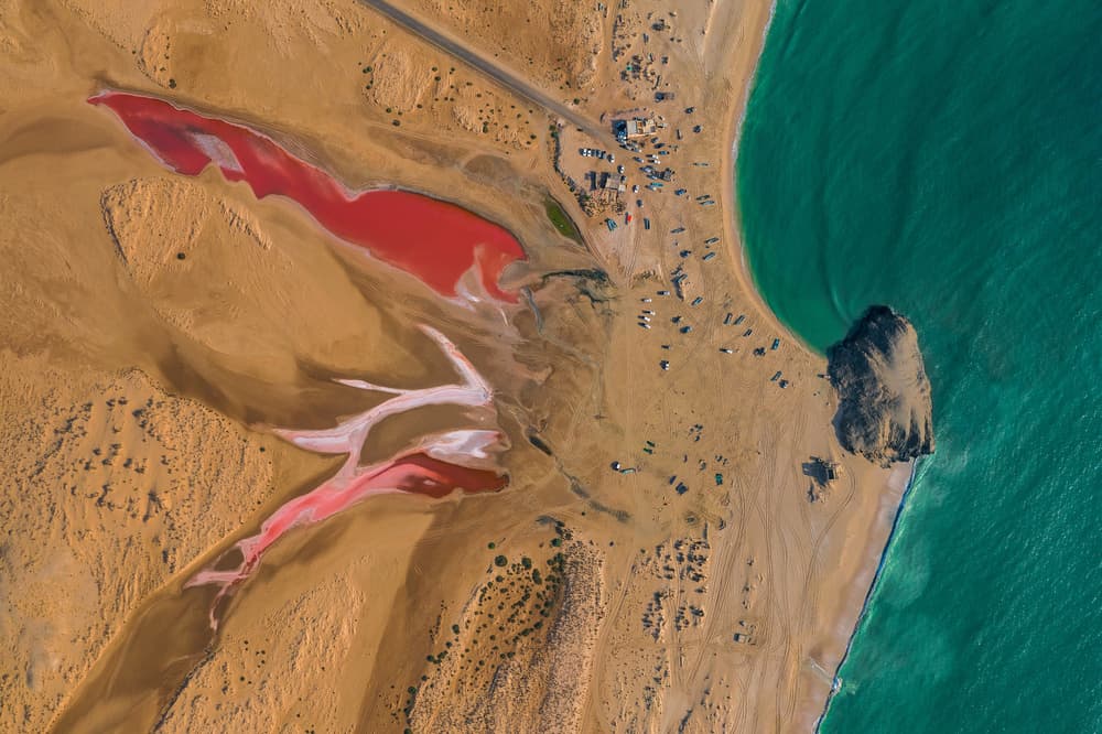 Pink Lakes Coastal Contrast by Haitham AL Farsi — canvas wall art