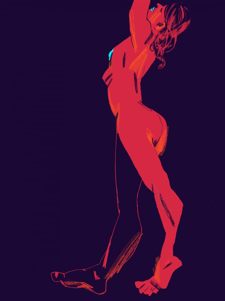 Expressive Red Nude by Francesco Gulina — canvas wall art
