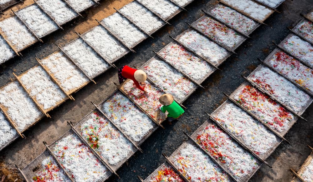Traditional Noodle Drying by Tran Van Truong — canvas wall art
