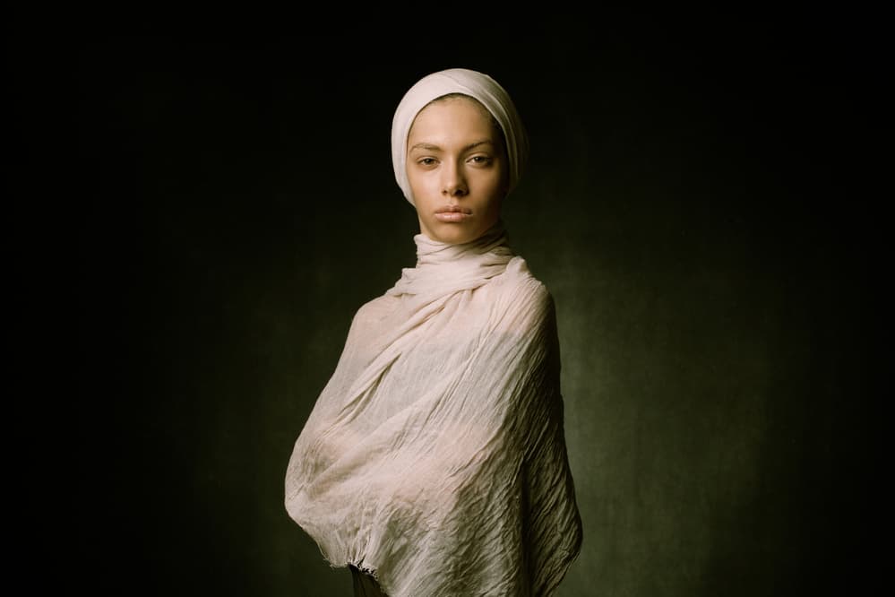 Serene Woman Wrapped by Mehdi Mokhtari — canvas wall art