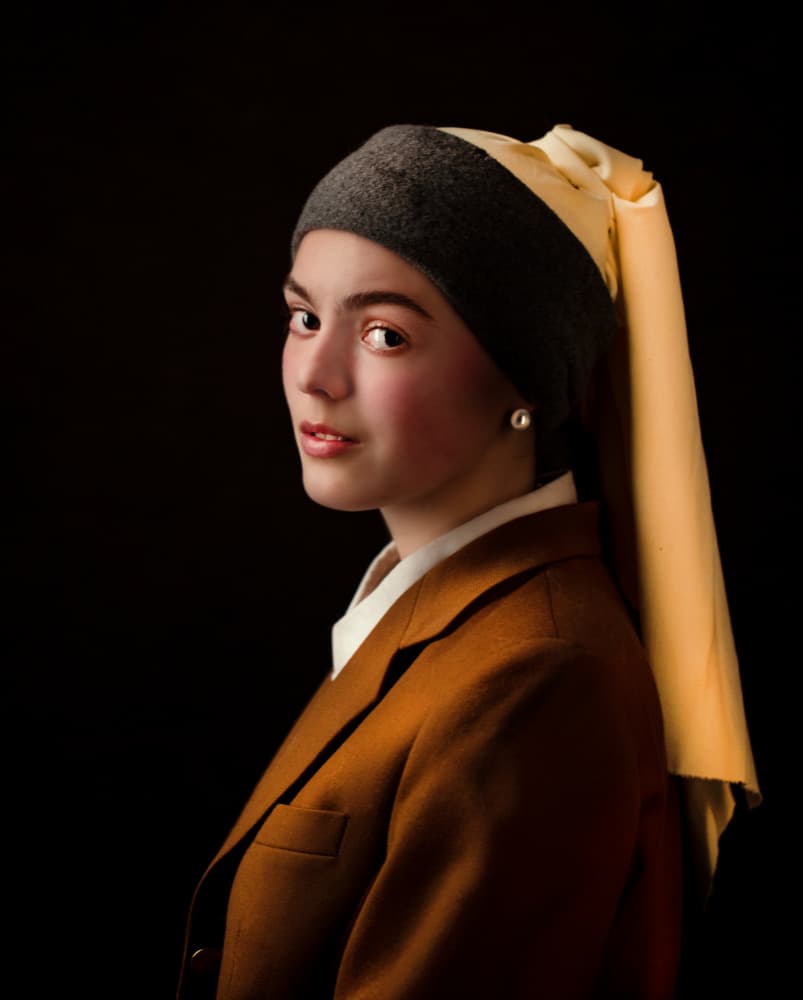 Young Woman with Pearl by Michael Allmaier — canvas wall art