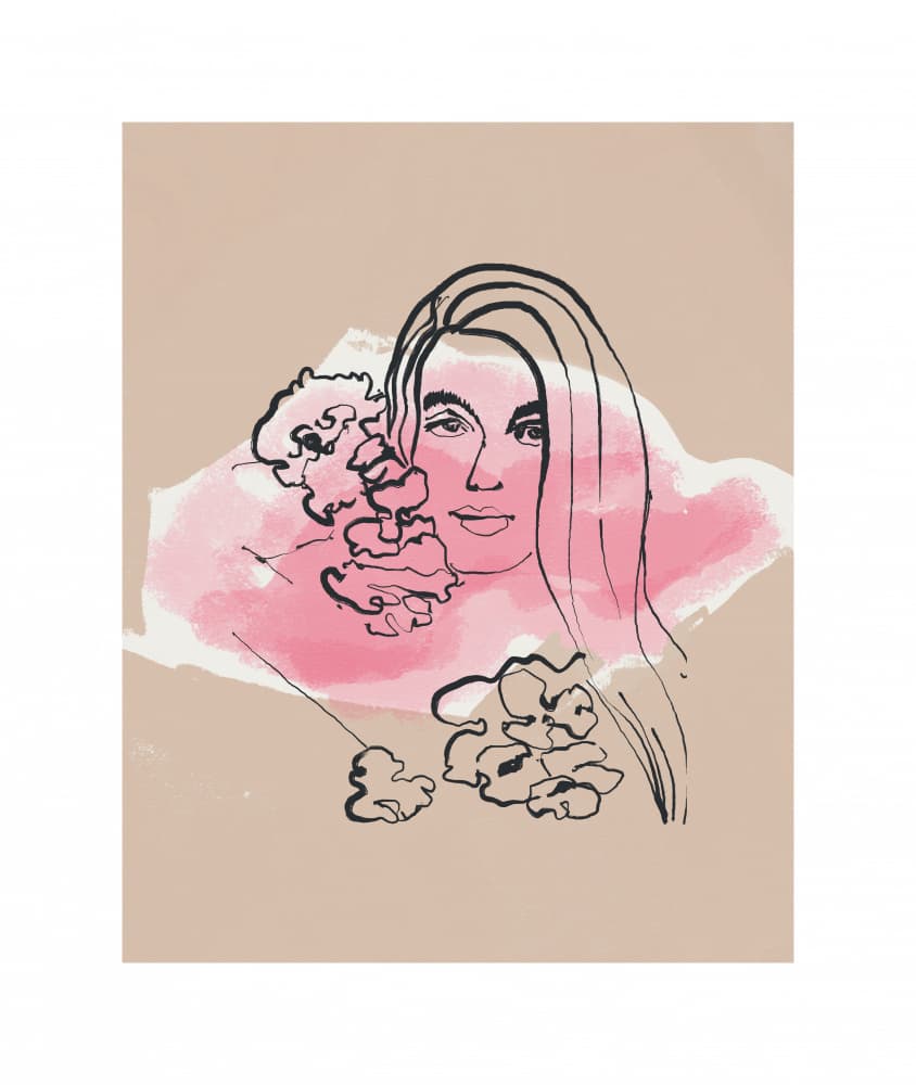 Pink Floral Woman by Beate Tubach — canvas wall art