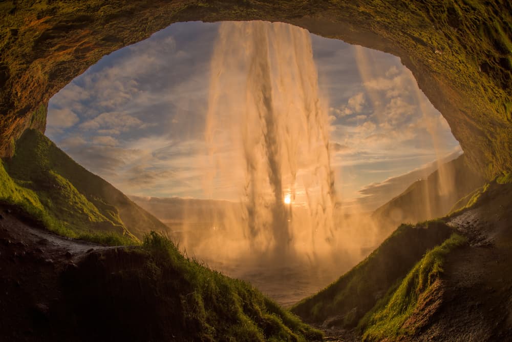 Golden Waterfall Cave by Petr Simon — canvas wall art