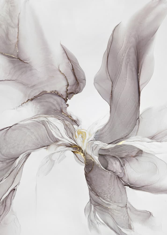 Ethereal Gray Gold Flow by Alevtina Shelest — canvas wall art