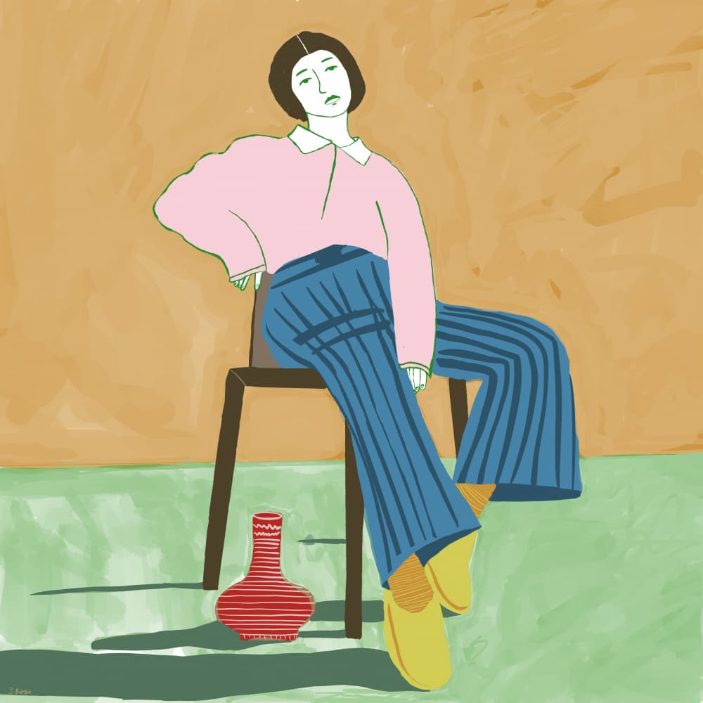 Relaxed Woman in Stripes by Sharyn Bursic — canvas wall art