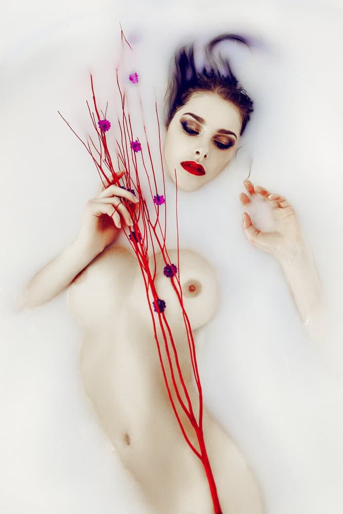 Serene Woman Milk Bath by Ruslan Bolgov — canvas wall art